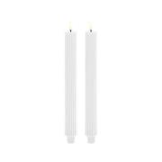 Uyuni - Kronelys LED Grooved 2-pack 3,2x25,5 cm Nordic Hvid/Smooth Lig...