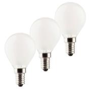 LED-dråbepære E14 3 W 2.700 K, 3 stk, 470 lm, mat