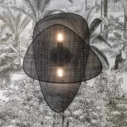 MARKET SET Væglampe Screen, 77 cm høj, sort, rattan