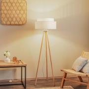 Gulvlampe Boho, treben creme-hvid/rattan