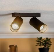 Loftspot Mono II sort/indvendig guld 2 lyskilder