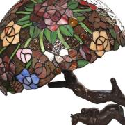 5LL-6061 bordlampe, tiffanydesign, rød/grøn