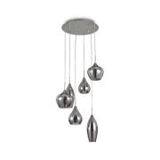 Ideal Lux Soft hængelampe, 6 lyskilder, krom/røg