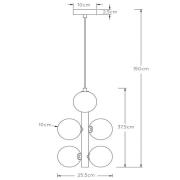 Tycho hængelampe, 6 lyskilder, sort/røggrå