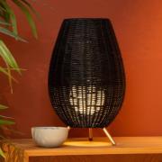 Colin bordlampe af rattan, Ø22cm, sort/guld