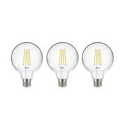 LED-filamentpære, E27, G95, 3,8W, 3000K, 806lm, 3 enheder