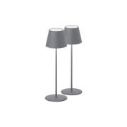 Cosenza LED-akku-bordlampe, 2, højde 38 cm sandgrå