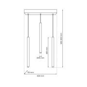 Hængelampe Monza, sort/guld, 3 lyskilder