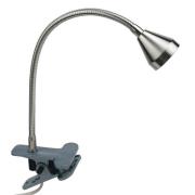 LED-klemmelampe Mini, fleksibel arm, nikkel, 3.000K