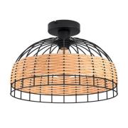 Anwick loftlampe af stål med flettet rattan