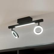 LED-loftspot Cardillio 2 sort med to ringe
