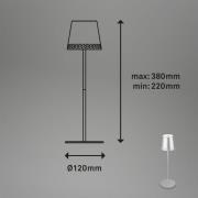 LED-bordlampe Kiki med genopladeligt batteri 3.000K, mat krom