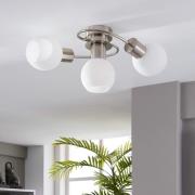 Lindby loftlampe Ciala, 3-lys, nikkelfarvet, glas