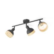 Lindby Lonnaris spot, rattan, 3 lyskilder, aflang