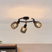 Lindby Eudoria loftlampe, 3 lyskilder, sort/guld