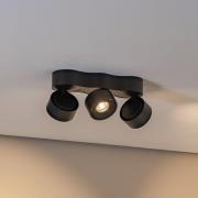 Arcchio LED-loftslampe Rotari, linser, 3-lys, sort