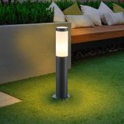 Lindby Statius sokkellampe, højde 45 cm, antracit, rustfrit stål