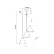 Cono pendel, tre lys, rund, Ø 42 cm, hvid