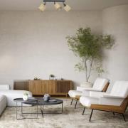 Loftlampe Adeline, 3 lyskilder, jute, længde 34 cm