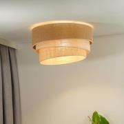 Euluna loftlampe Trio Jute, naturbrun/hvid/raffia Ø 45 cm