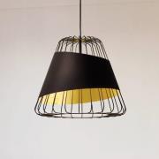 Austell pendellampe, Ø 43 cm, sort/guld, metal, stof