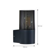 Lindby udendørs væglampe Heulo, Ø 8 cm, røggrå, aluminium