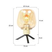 Reflexion bordlampe, Ø 14 cm, messingfarvet, glas