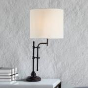 München bordlampe, sort/hvid, hør, E27, justerbar