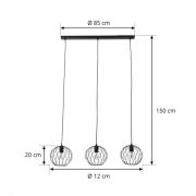 Lindby hængelampe Danika, 105 cm lang, sort, metal