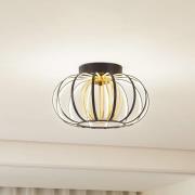 Lucande LED-loftlampe Birger, Ø 39cm, sort/guld