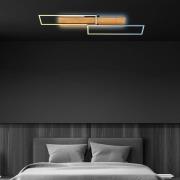 Cornice LED loftlampe, 110x25 cm, træ, fjernbetjening