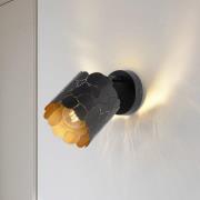 Lindby væglampe Aralena, sort/guld, 1 lyskilde, Ø 12cm