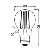 OSRAM LED glødepære E27 3,8W Filament 2,700K 806lm 2-pak