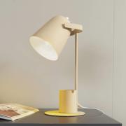 Lindby bordlampe Ilmar, beige/hvid, metal, Ø 12 cm