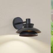 Lucande udendørs væglampe Thais, sort, metal, Ø 25 cm