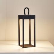 Lindby LED genopladelig bordlampe Iruna, sort, metal, 27 cm, dæmpbar.