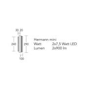 HerzBlut LED-væglampe Hermann mini, naturlig eg, dæmpbar