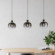 Hængelampe Oilella, sort-grå, længde 95 cm, glas, 3 lyskilder.