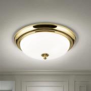 Empire loftlampe, Ø 35,5 cm, guld, matteret opalglas