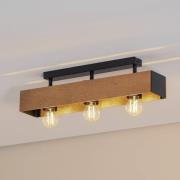 Miluza loftlampe, sort/brun, længde 57 cm, træ, 3 lyskilder.