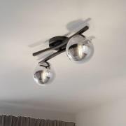 OPUS loftlampe, længde 60 cm, røggrå/sort, 2 lyskilder.