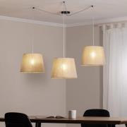 Ascot pendellampe, beige, stof, 3 lyskilder, decentral