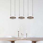 Della LED-hængelampe, længde 82 cm, mørkegrå, metal, 3 lyskilder