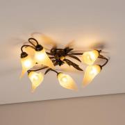 Alga loftlampe, 6 lyskilder, jern, glas, florentinsk