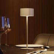 Calex LED-bordlampe med batteri Serino, sand, aluminium, 2.700 K