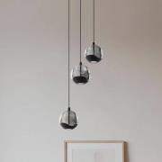 Lucande LED-pendellampe Hayley, sort, 3 lyskilder, glas