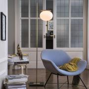 Oluce Gulvlampe Alba, bronze, hvid, 1 lyskilde, glas, metal