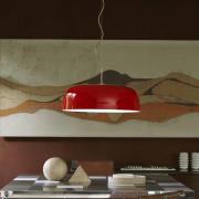 Oluce LED-hængelampe Canopy, Ø 60 cm, rød, aluminium