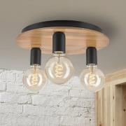 Dusty loftlampe, bøgetræ, sort, Ø 33 cm, 3 lyskilder