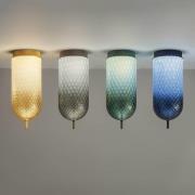 OLEV LED-loftlampe Curuba, blå, glas, højde 40 cm, 2.700 K